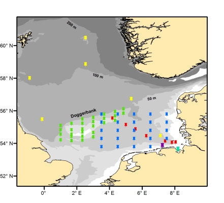 Beprobungsgebiete des Nordsee Benthos Observatoriums